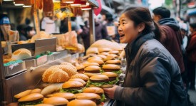 刘飞儿街头摆摊卖实惠汉堡，新鲜食材打造“汉堡西施”人气摊位